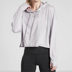 Athleta Uptempo Short Hoodie Norwegian Grey size XS Crop Oversized Lightweight